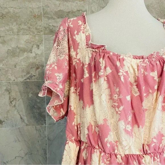 Torrid Mini Two Tone Lace Tiered Babydoll Dress - Picture 4 of 9